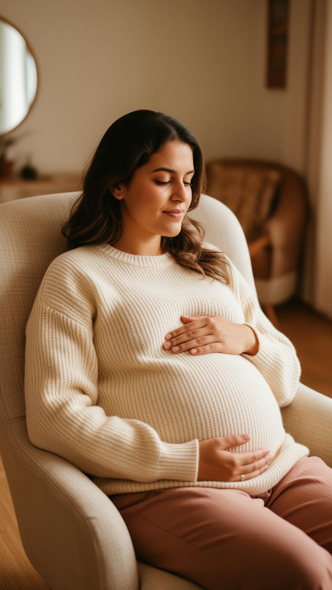 Mulher grávida em ambiente acolhedor